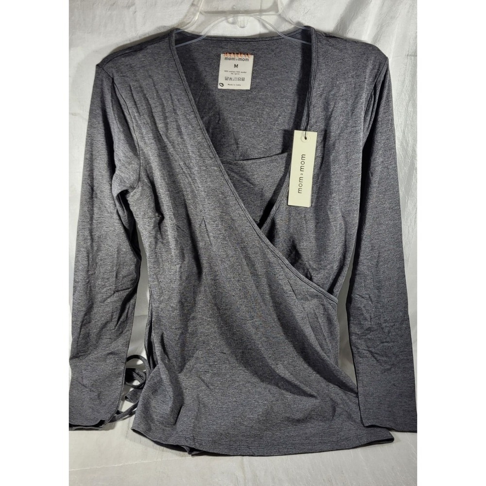 Mom2moM Women's Nursing Layer Wrap Top - Grey Melange - Size Medium